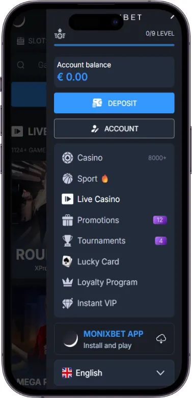 monixbet menu