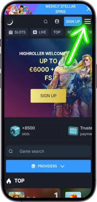 Monixbet menuknop