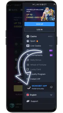 Zijmenu geopend met de optie voor app-download om het installatiebestand te starten.